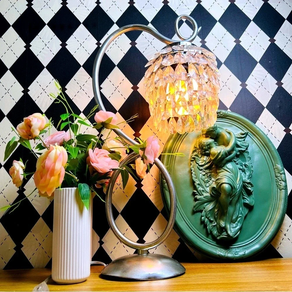Darling Table Lamp – Metallic Sculptural‎ Base with Tiered Acrylic Drops